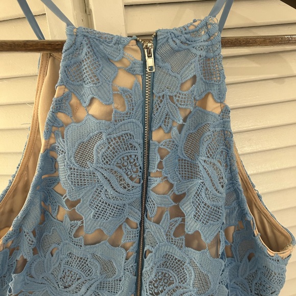 Just Me Blue Floral Lace Mini Dress - Picture 6 of 7